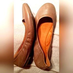 LUCKY BRAND Women's Ballet Flat "Emmie" Size 7.5  Khaki Pewter Brown Great Cond